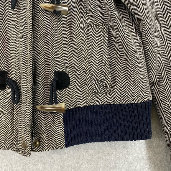 American Eagle Women's Wool Blend Jacket Gray Herringbone Coat Size Medium GUC - Picture 5 of 13